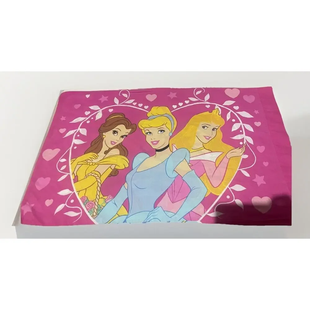 Vintage Disney Princess Pillow Case Snow White Cinderella Pink made in USA